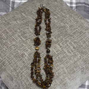 Tiger's Eye Multi-Strand Statement Necklace - Brown